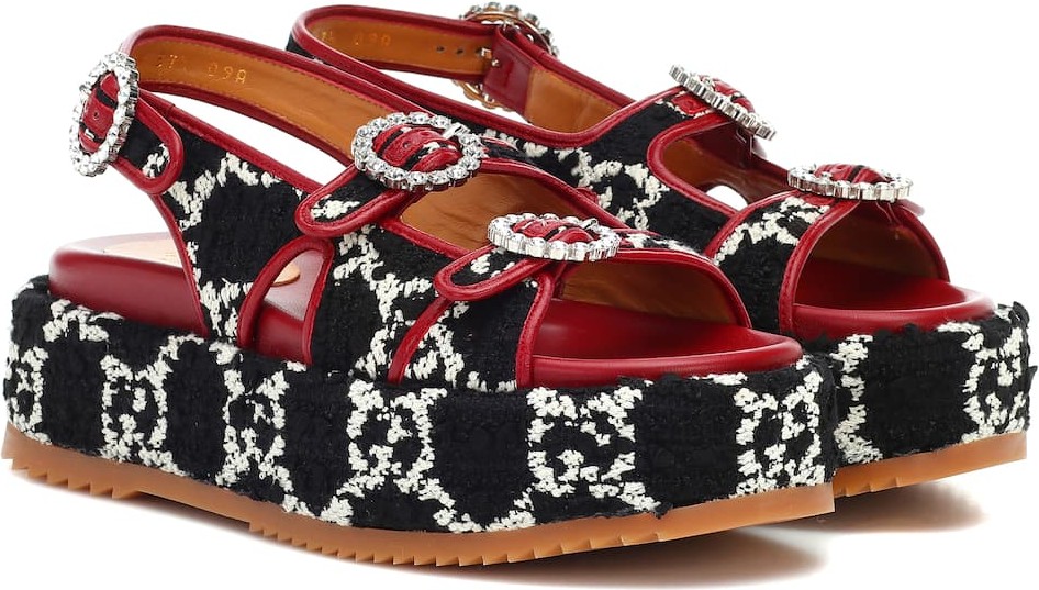 Gucci Tweed GG platform sandals