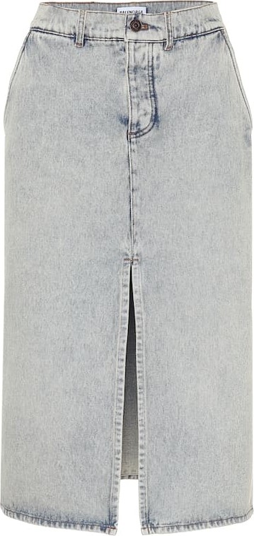 Balenciaga High-rise denim midi skirt