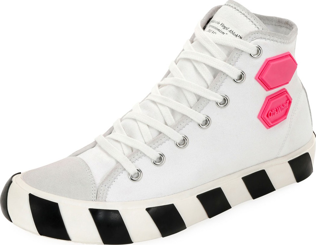 Off White Men's Vulcanized High-Top Sneakers with Rubber Patches