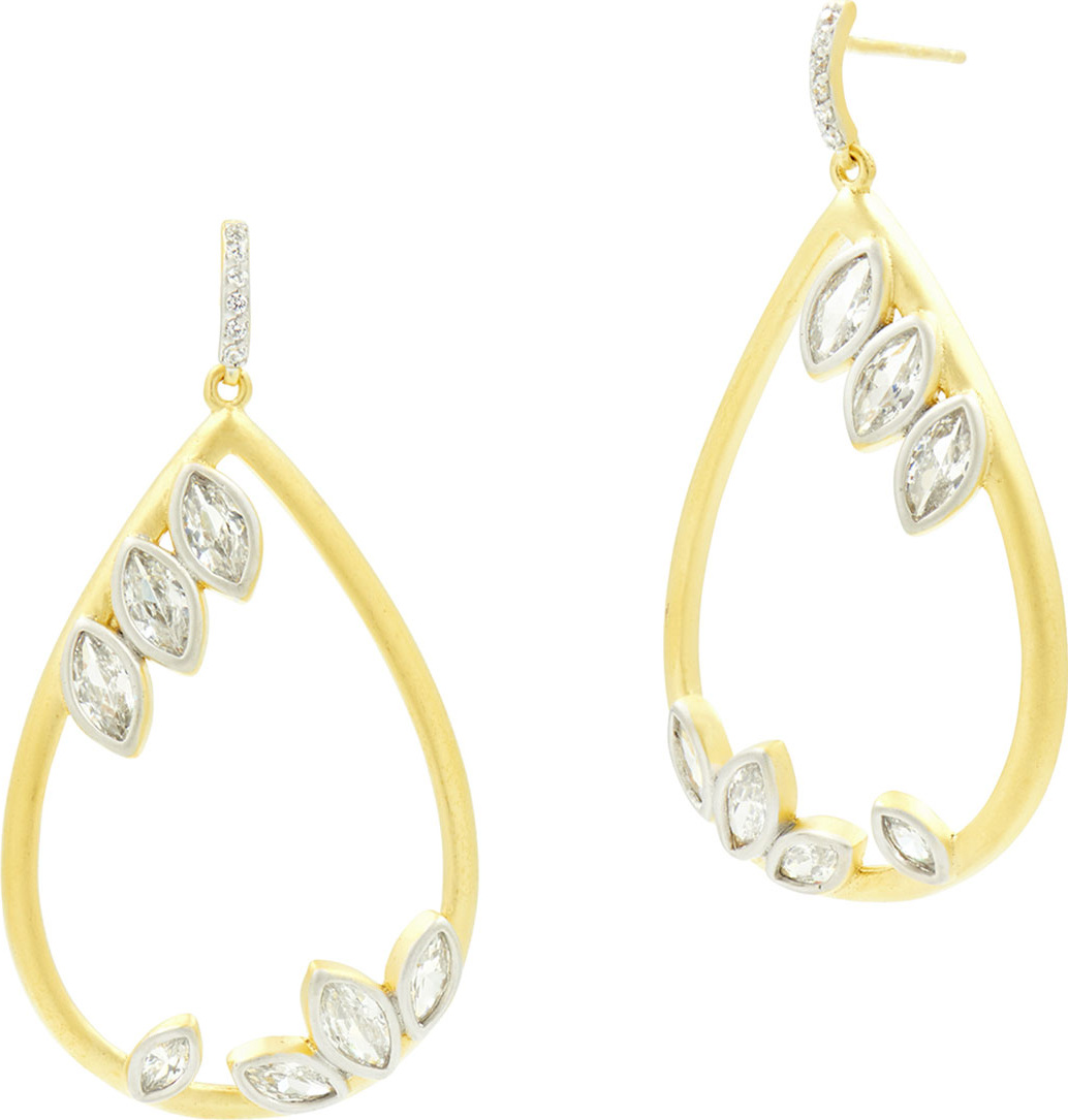 Freida Rothman 14k Fleur Bloom Cubic Zirconia Teardrop Earrings
