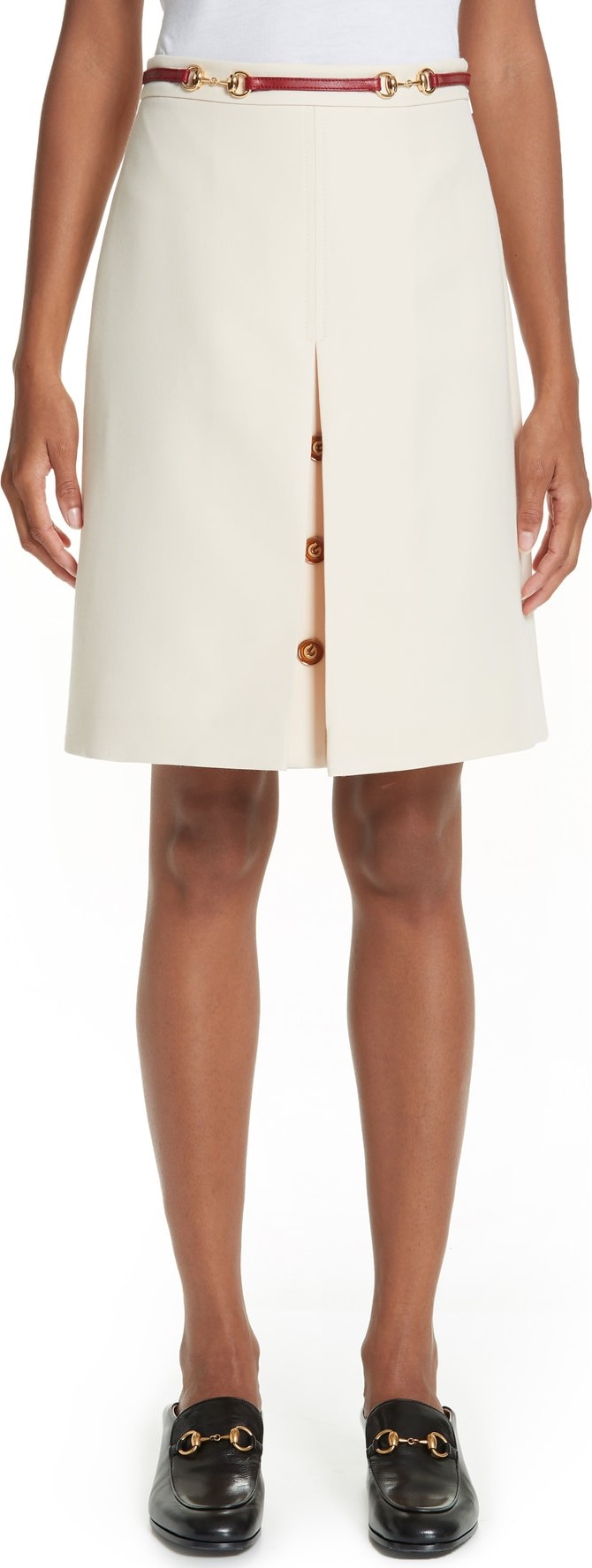 Gucci Button Front Pleated Skirt