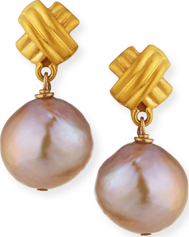 Dina Mackney Crisscross Pearl Drop Earrings