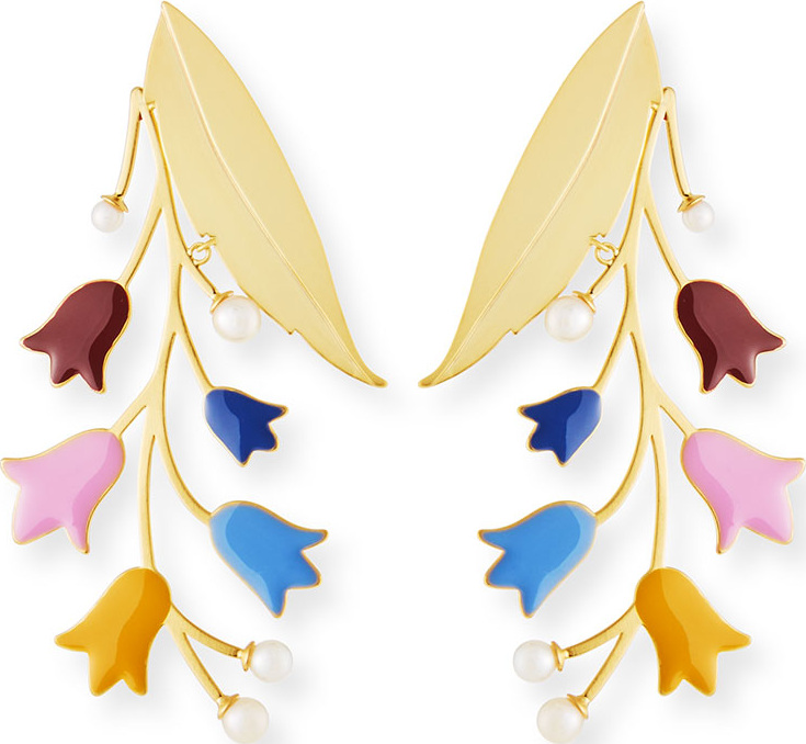 Tory Burch Bell Flower Statement Earrings with Pearls
