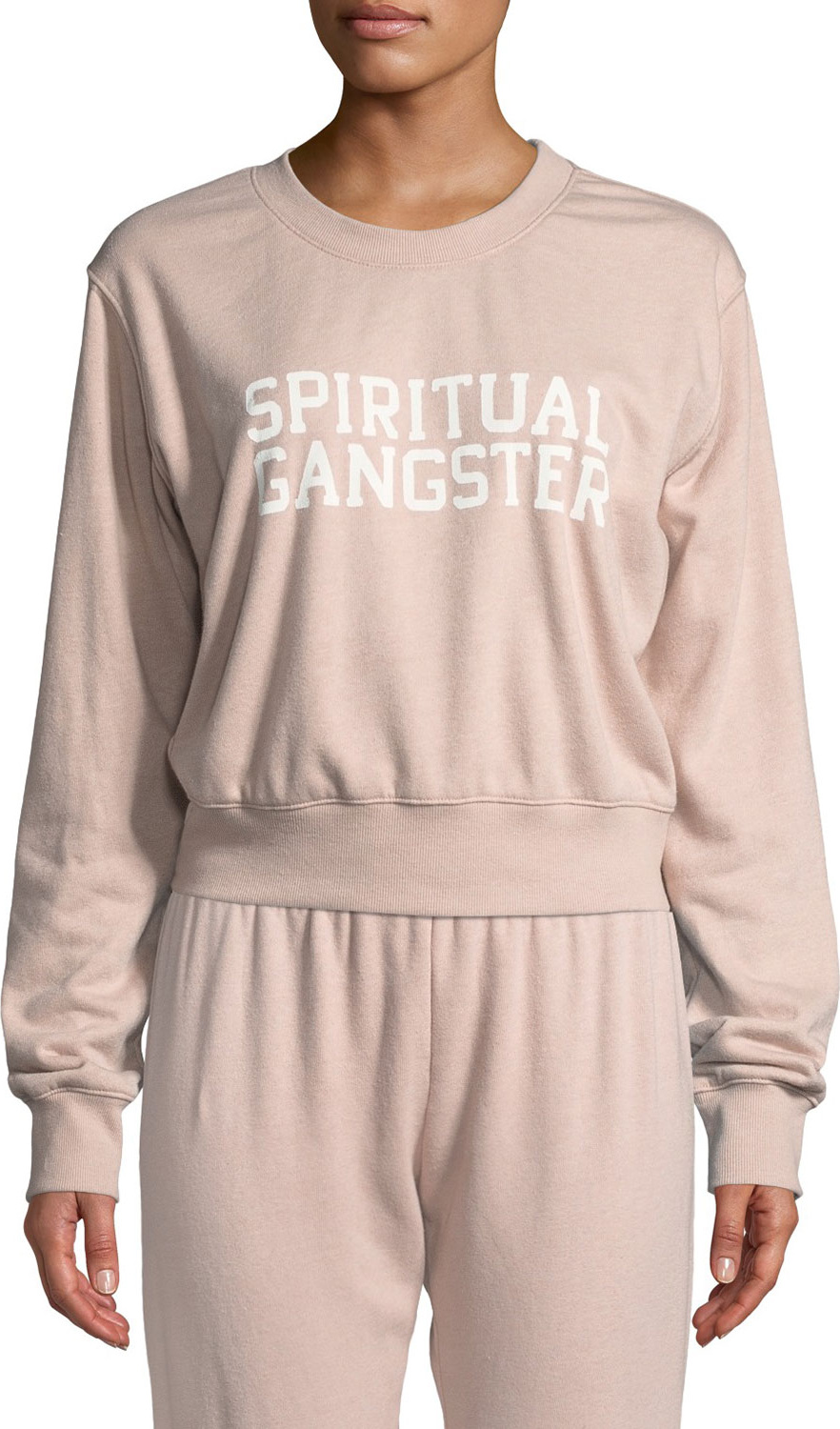 Spiritual Gangster Varsity Cropped Logo Pullover Sweatshirt