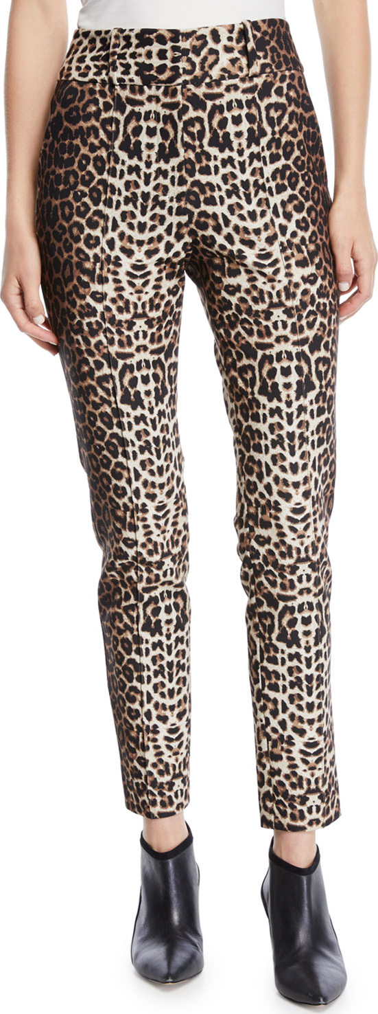 Veronica Beard Lago Cheetah-Print Straight-Leg Trousers
