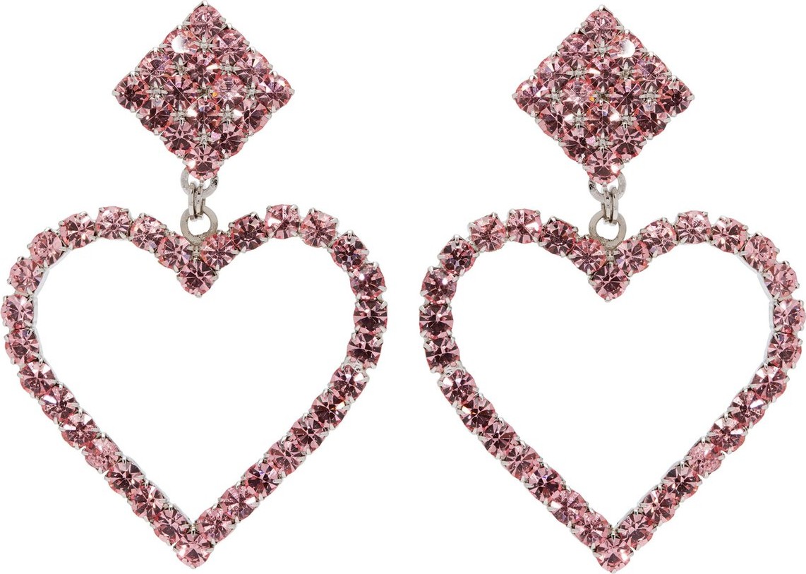 Alessandra Rich Crystal-embellished heart-drop earrings