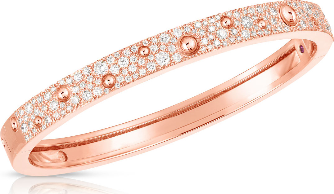 Roberto Coin Pois Moi Luna 18k Rose Gold Diamond Bangle Bracelet