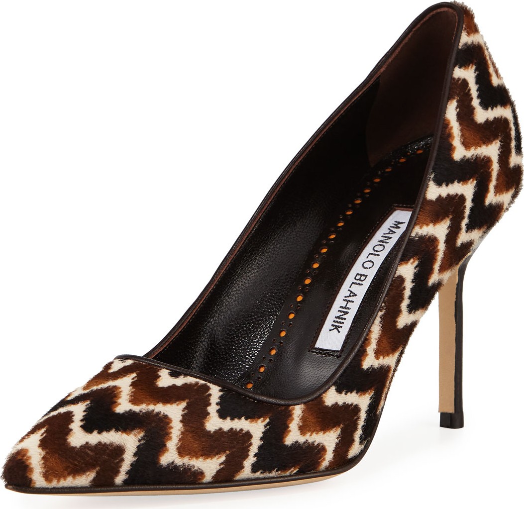 Manolo Blahnik BB Chevron Calf Hair Pumps