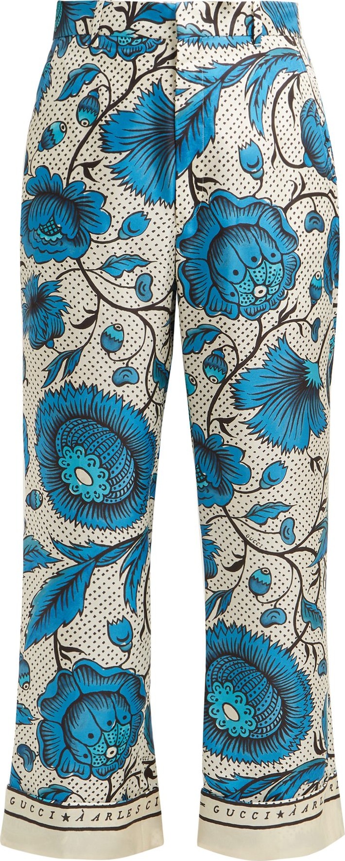 Gucci Floral print silk-twill trousers