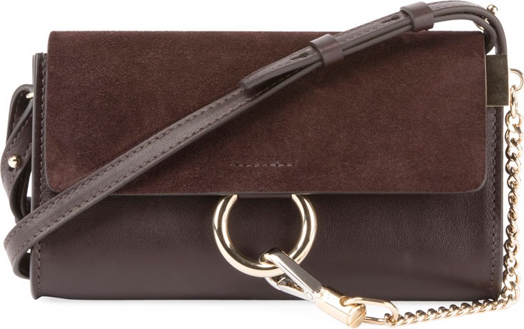 Chloe Faye Suede/Leather Wallet-on-a-Strap