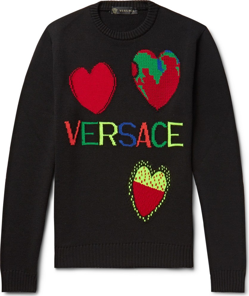 Versace Logo-Intarsia Wool Sweater