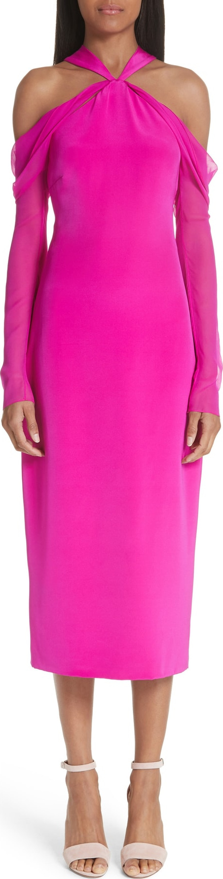 Cushnie Et Ochs Trubi Chiffon Sleeve Halter Dress