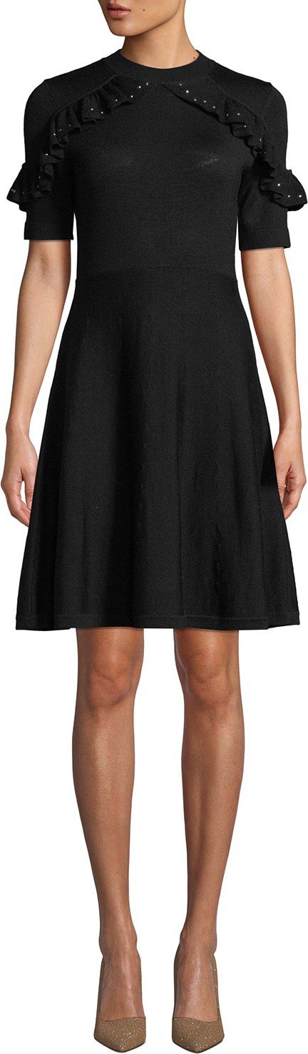 Kate Spade New York studded ruffle sweater dress