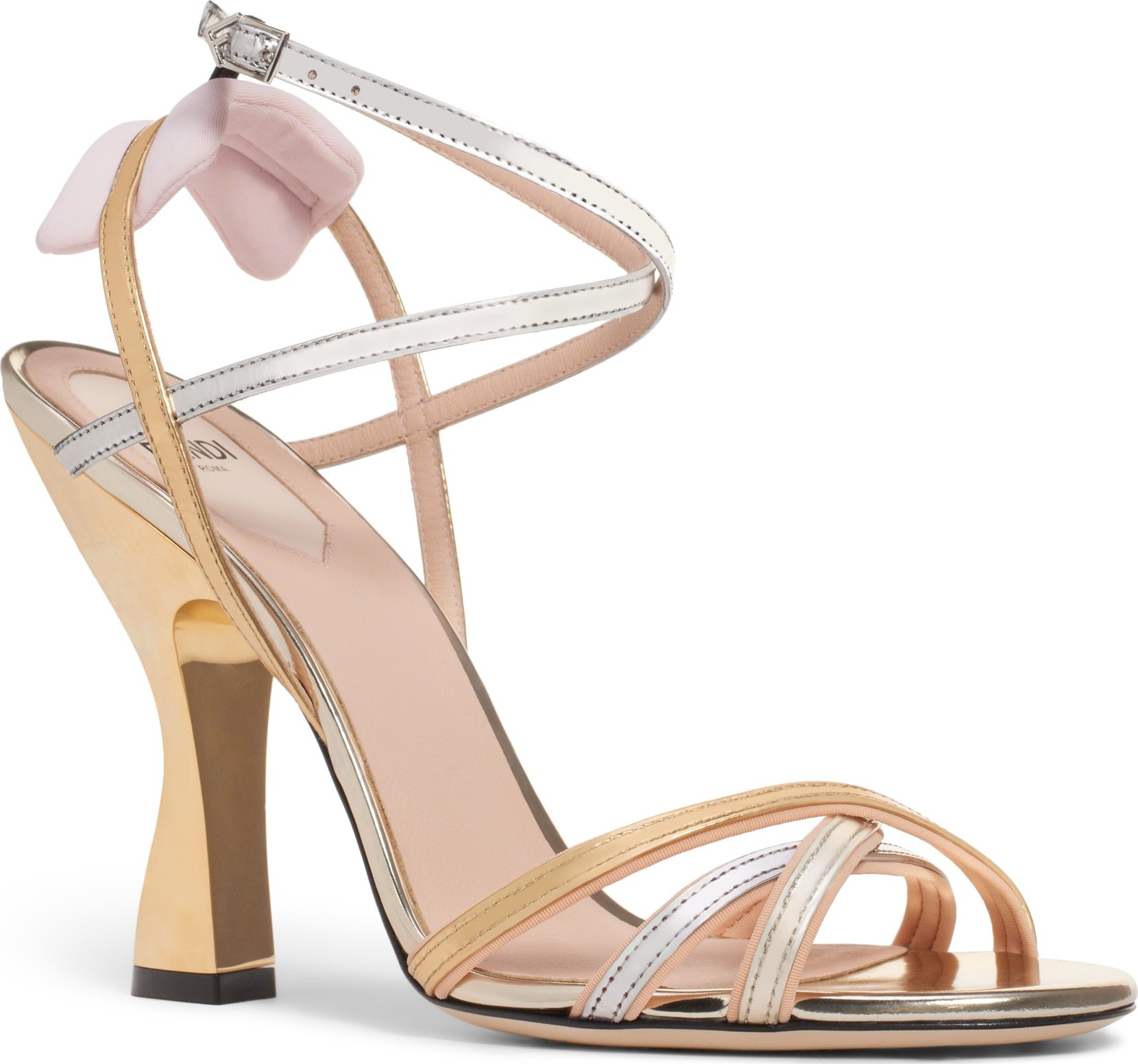 Fendi Colibri Strappy Metallic Sandal
