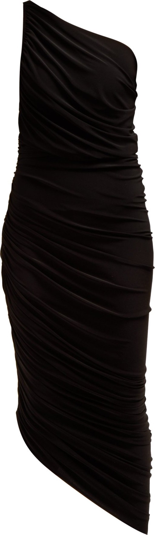 Norma Kamali Diana asymmetric ruched midi dress