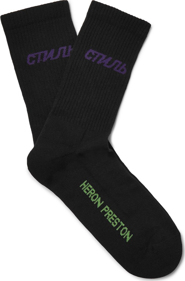 Heron Preston Logo-Jacquard Stretch Cotton-Blend Socks