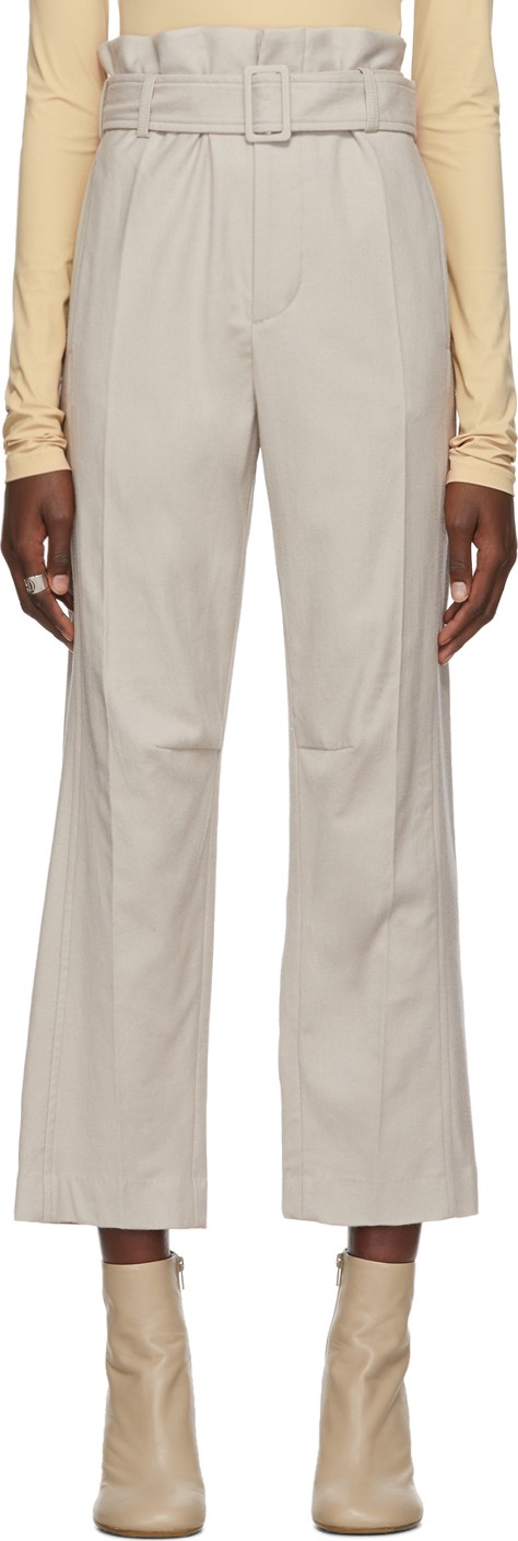 MM6 Maison Margiela Beige Belted Trousers