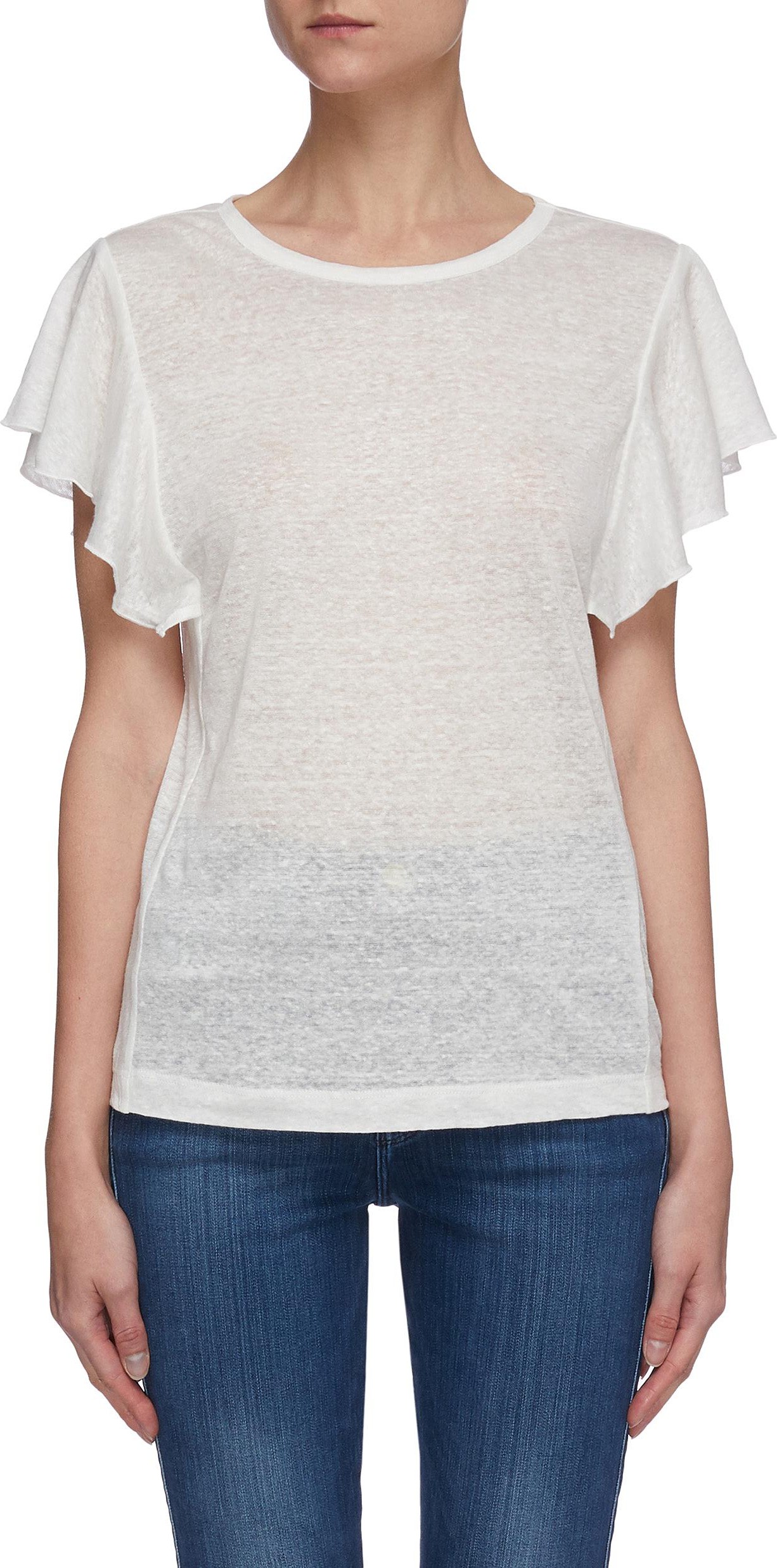 Current/Elliott The Comos ruffle sleeve linen top