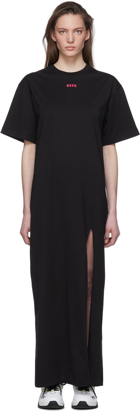 MSGM Black Logo T-Shirt Dress
