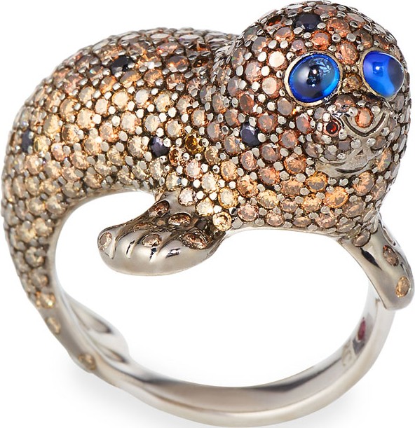 Roberto Coin 18k Diamond Pave Seal Ring, Size 6.5