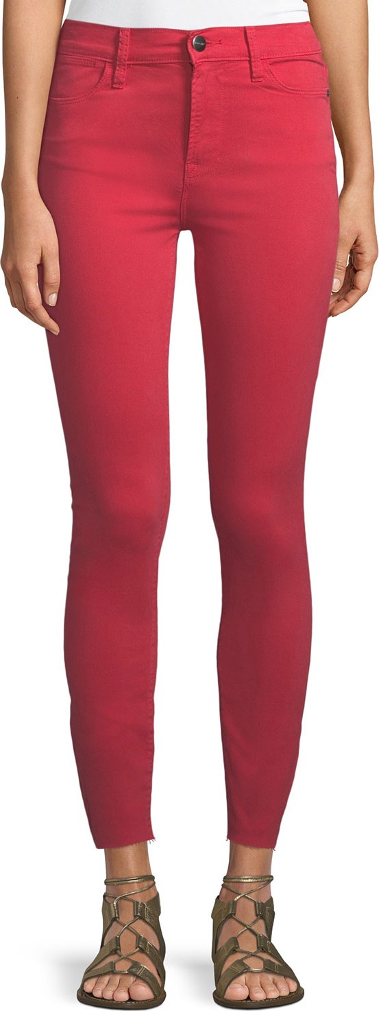 FRAME DENIM Le High Skinny Jeans w/ Raw-Edge Hem