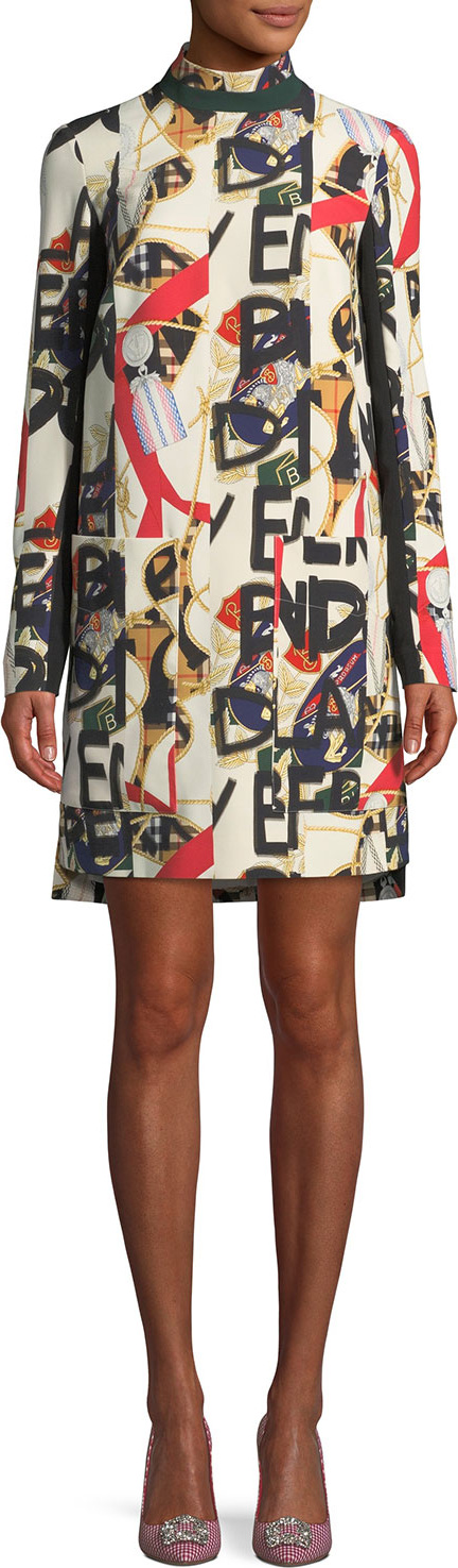 Burberry London England Zoya High-Neck Graffiti-Print Dress
