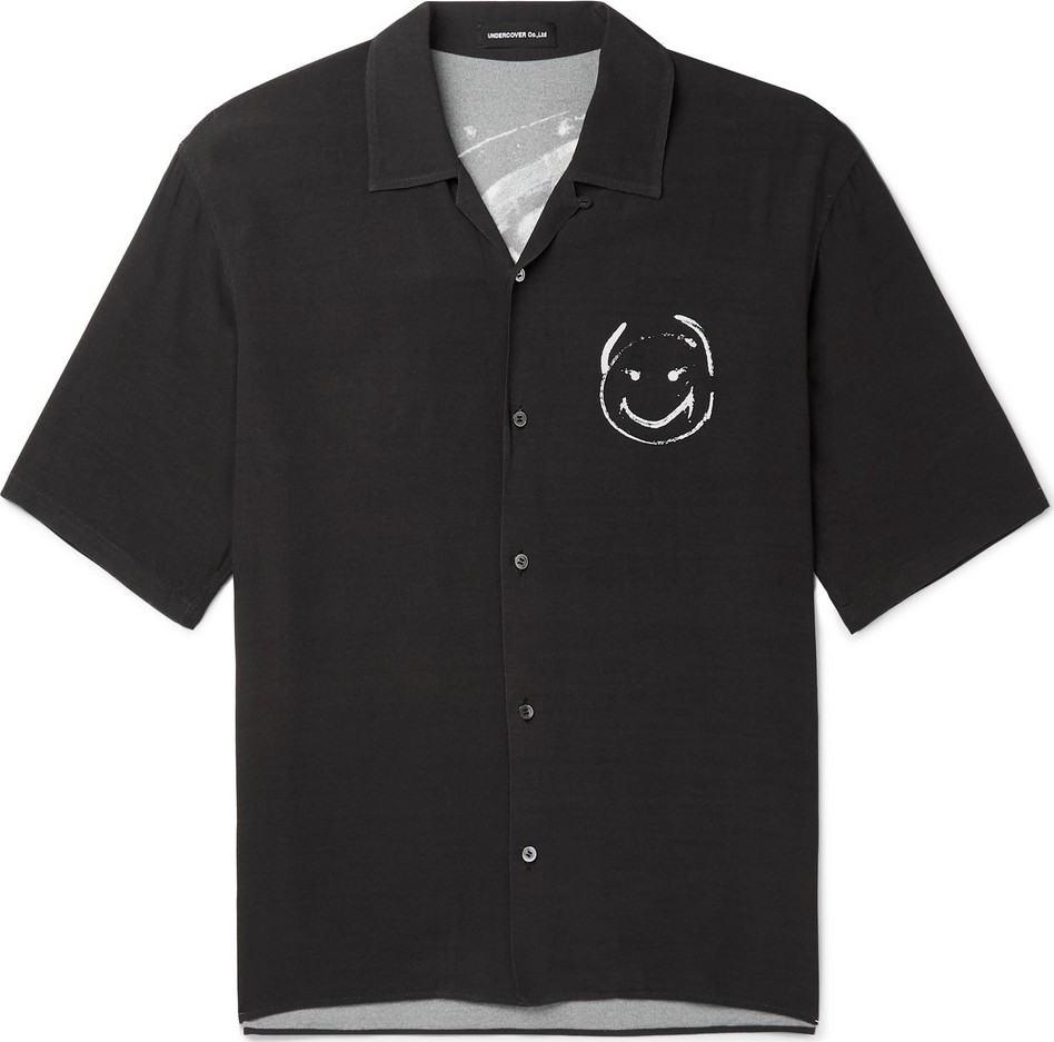 Undercover Camp-Collar Printed Woven Shirt