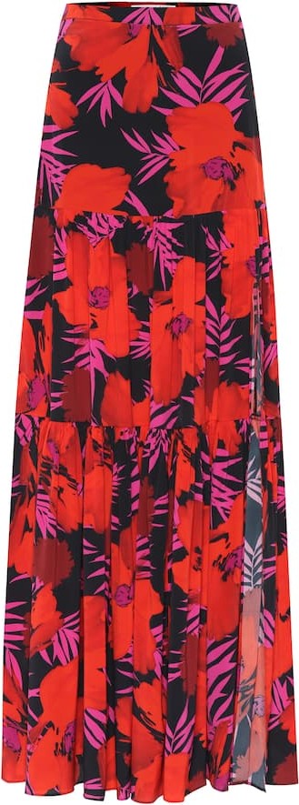 Veronica Beard Serence floral stretch-silk skirt