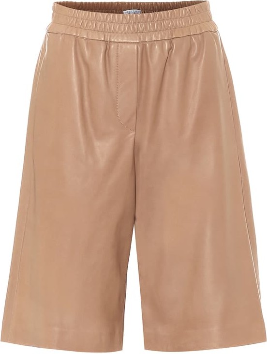 Brunello Cucinelli High-rise leather bermuda shorts