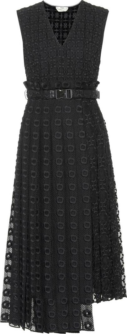Fendi Broderie anglaise and silk organza midi dress