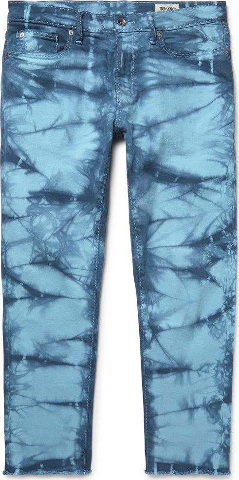 Todd Snyder Slim-Fit Cropped Tie-Dyed Stretch-Denim Jeans