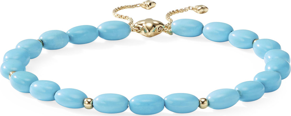 David Yurman 18k Gold Bijoux Turquoise Adjustable Bracelet