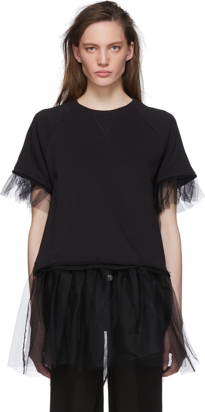 MM6 Maison Margiela Black Tulle Sweatshirt
