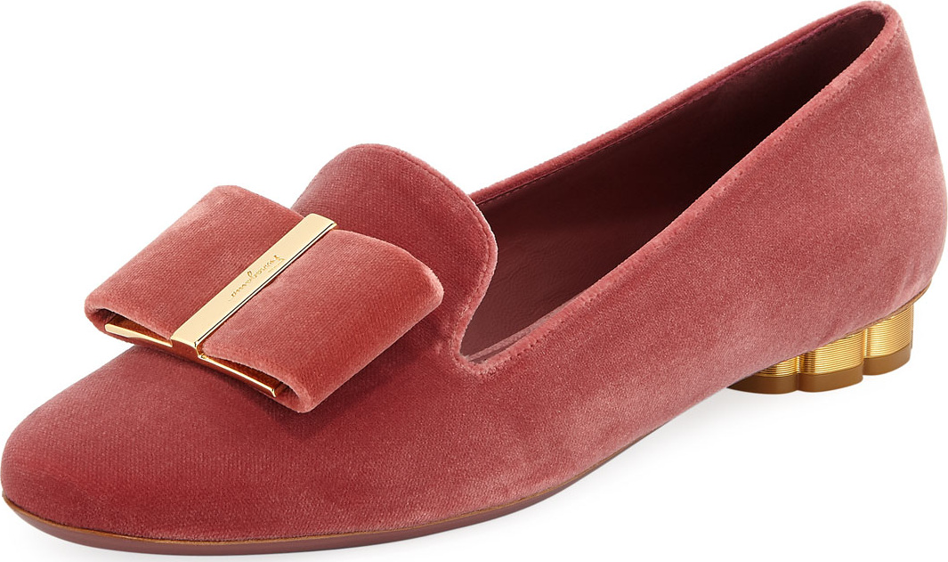 Salvatore Ferragamo Sarno Velvet Loafers with Vara Bow