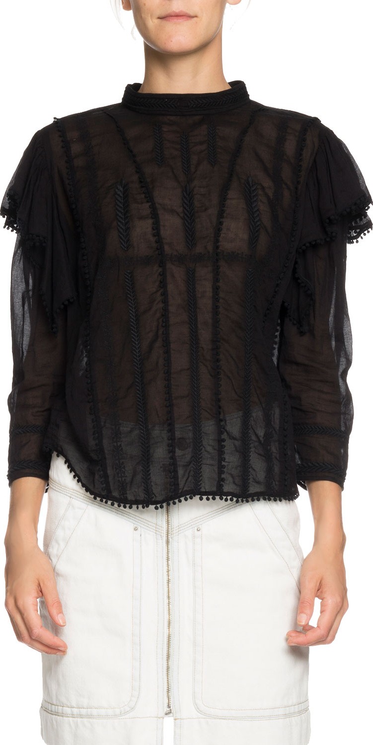 Isabel Marant Etoile Anny Embroidered Ruffle Blouse