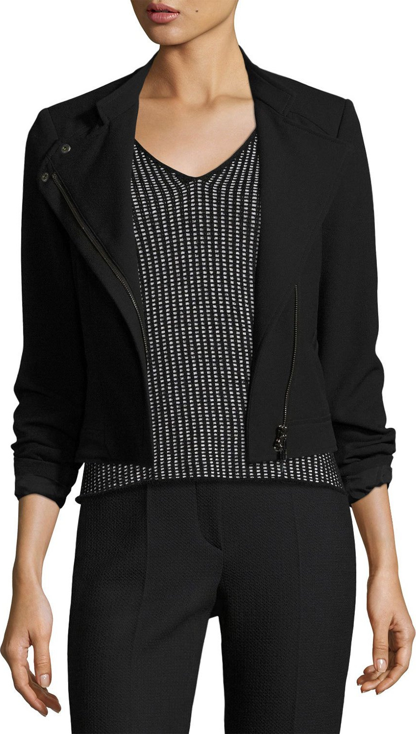 Armani Jeans Crepe Moto Jacket, Black