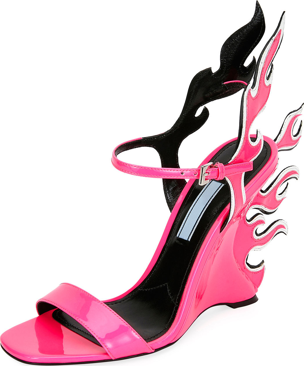 Prada Flame Patent Leather Sandals