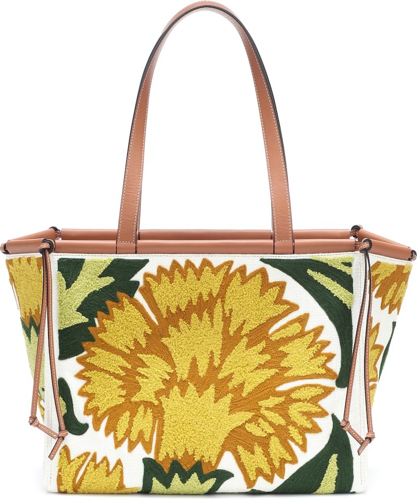 LOEWE Cushion floral-embroidered tote