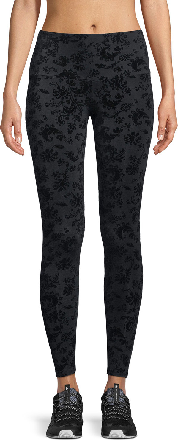 ONZIE High-Rise Flocked Leggings, Black