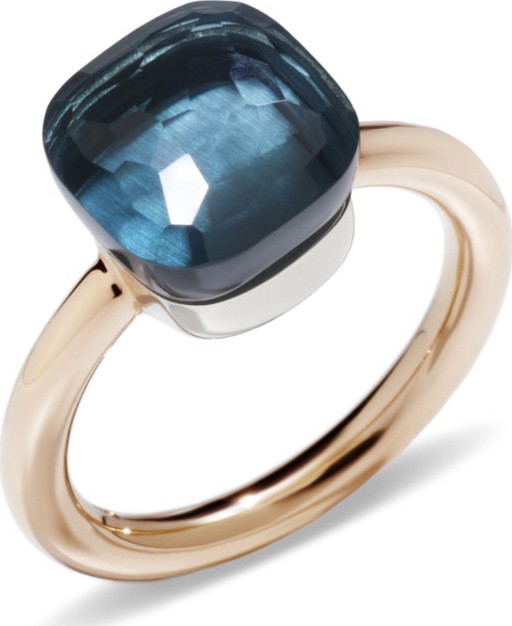 Pomellato Nudo 18k Rose Gold London Blue Topaz Ring, Size 53