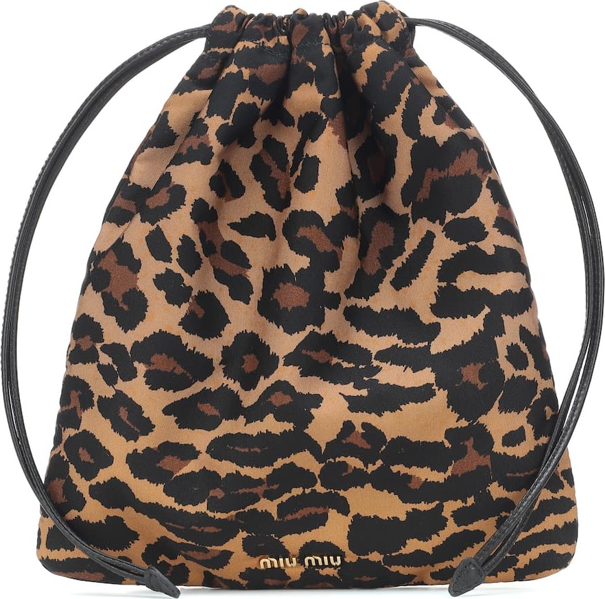 Miu Miu Leopard drawstring pouch