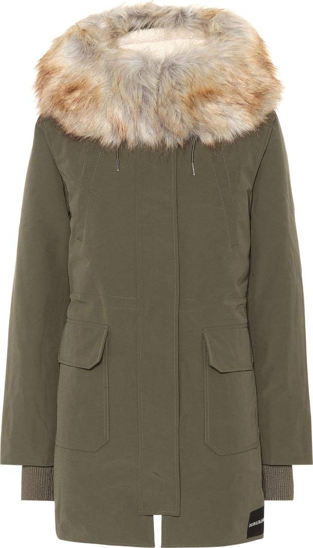 Calvin Klein Jeans Down parka with faux fur trim
