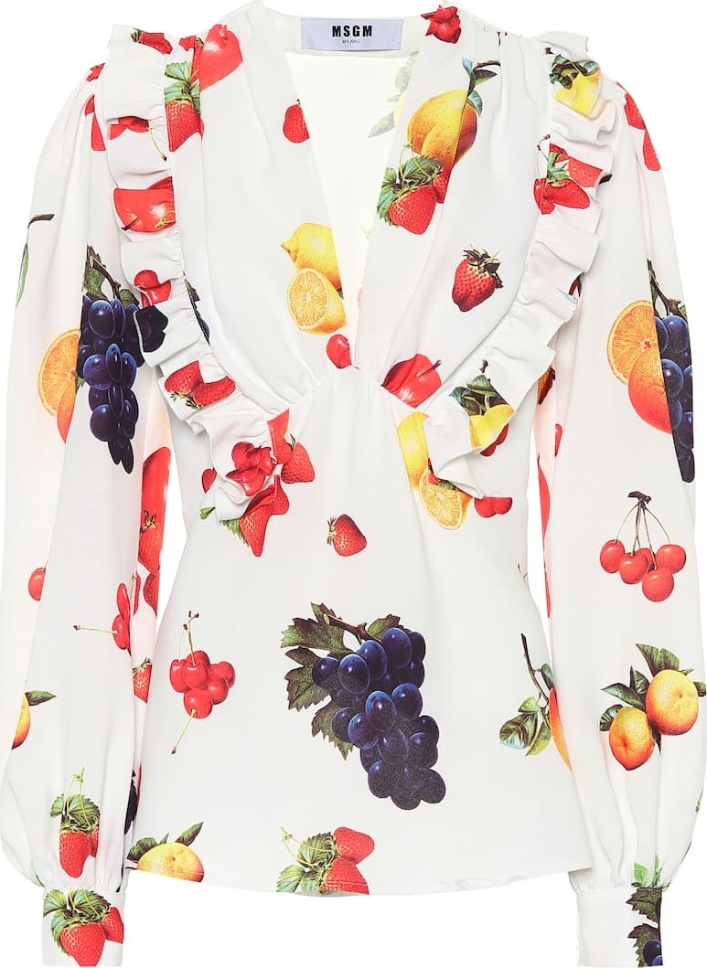 MSGM Printed crêpe blouse