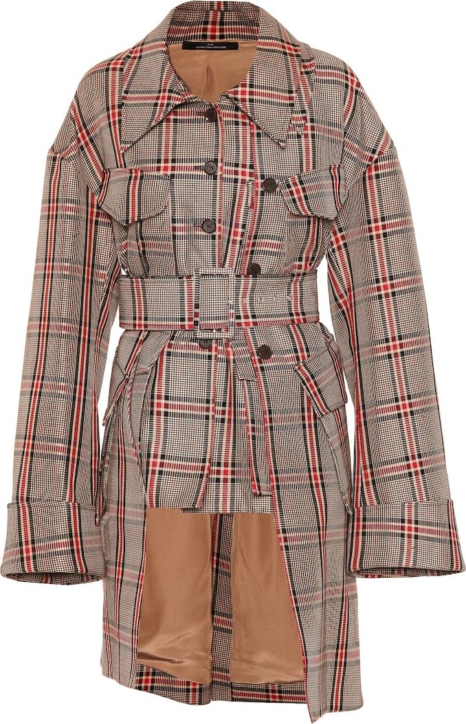 Rokh Checked cotton-blend coat