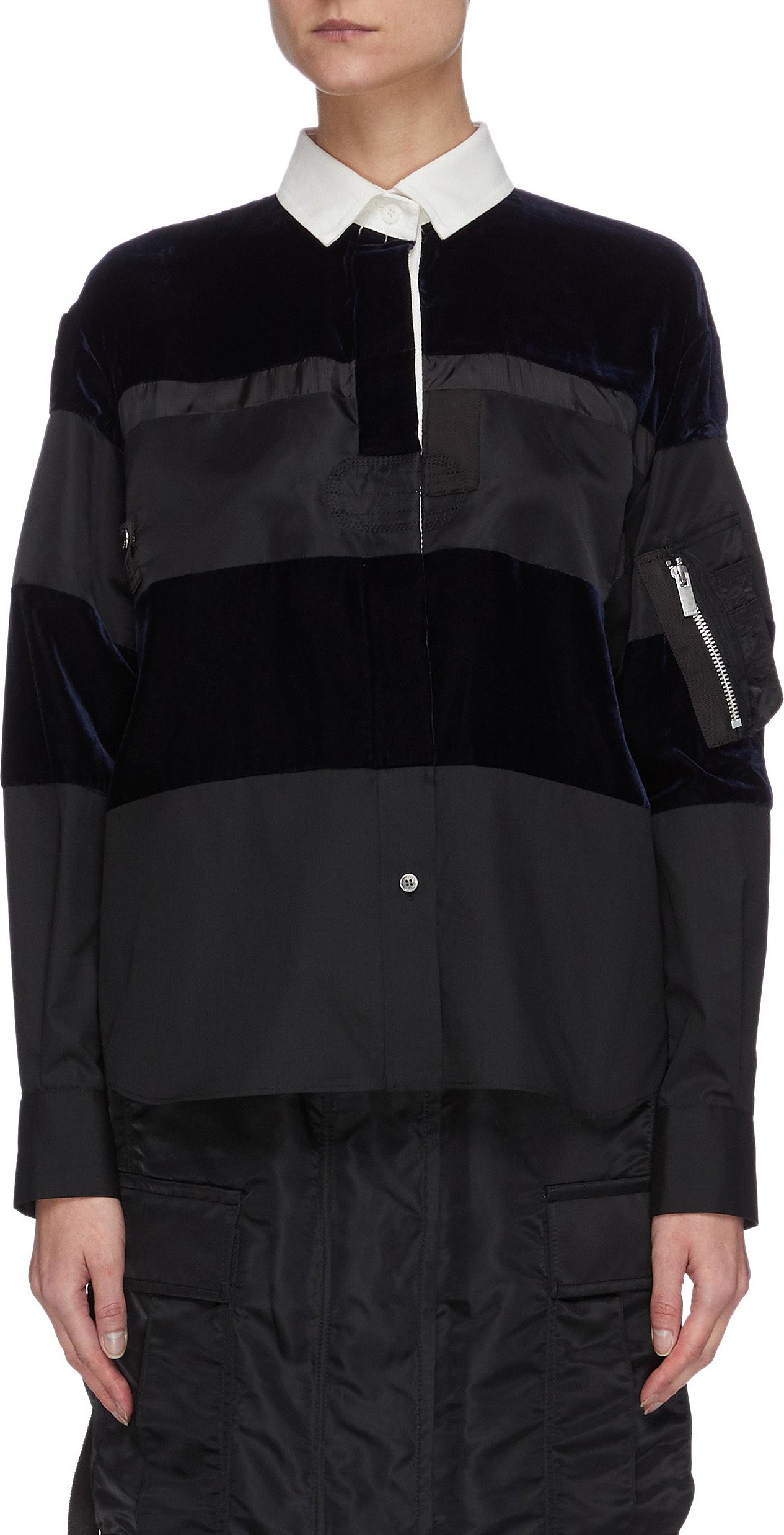 Sacai Ma-1' velvet panel shirt