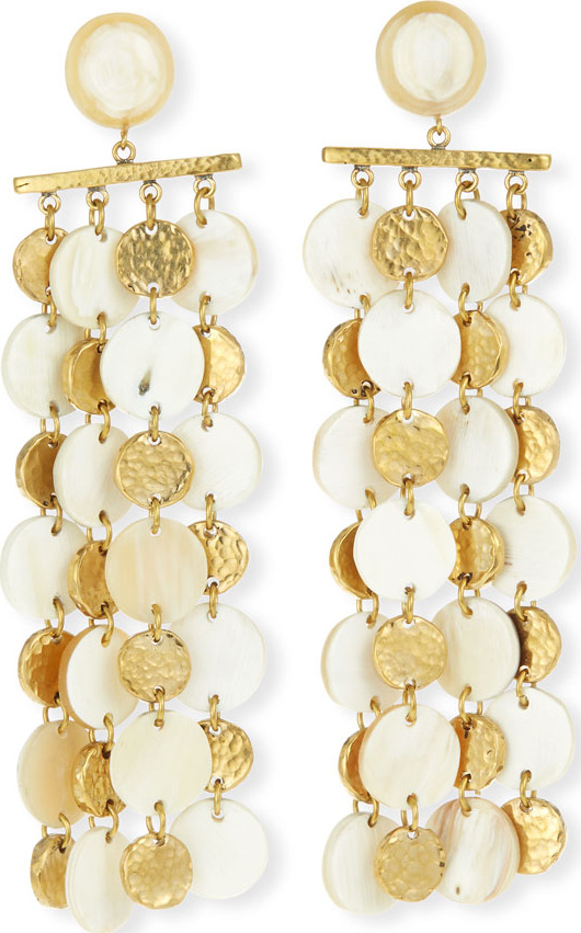 Ashley Pittman Four-Chain Light Horn & Bronze Drop Earrings