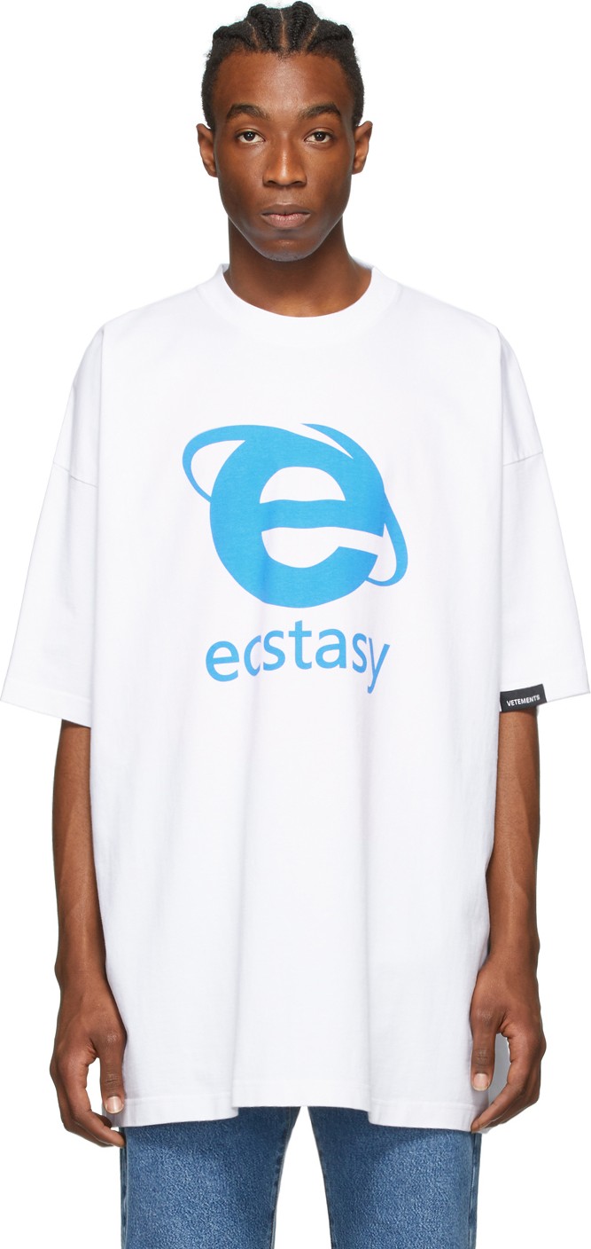 Vetements White Oversized 'Ecstasy' T-Shirt