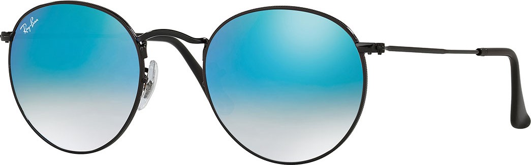 Ray Ban Round Ombre-Mirrored Sunglasses, Black/Blue