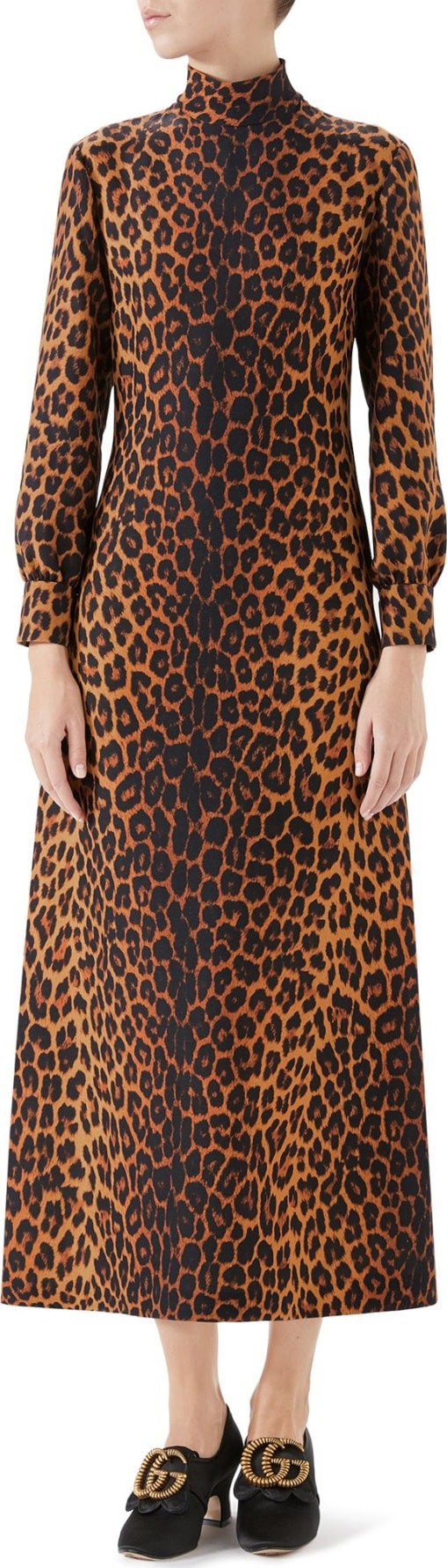 Gucci Leopard Print Cady Midi Dress