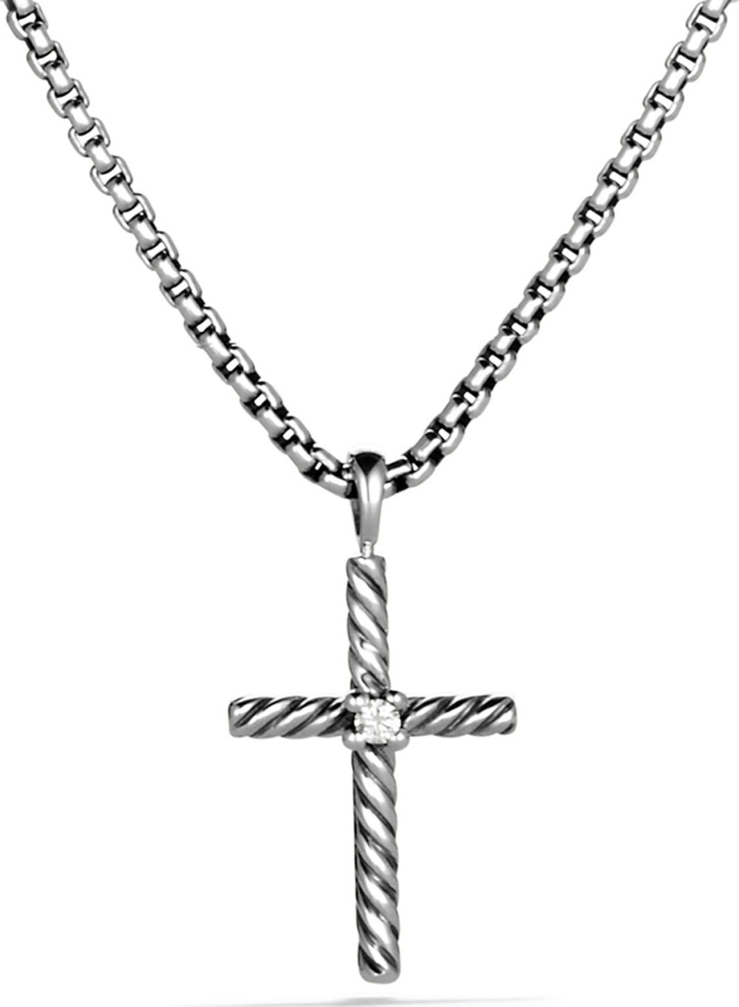 David Yurman Cable Classics Cross with Diamond on Chain